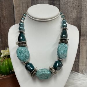 2 Silver Chains; Blue and Mustard